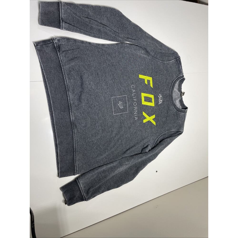 Fox Head Women Sweatshirt Dark Gray California Bear Logo Graphic Pullover Size L